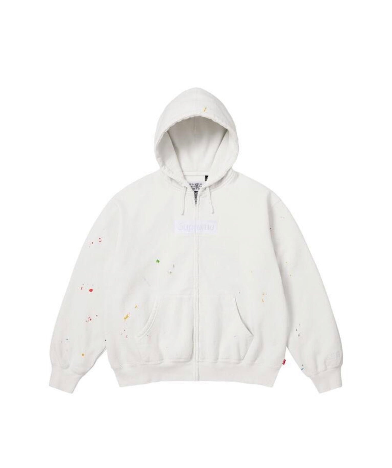 Supreme MM6 Maison Margiela Box Logo Zip Up Hooded Sweatshirt White