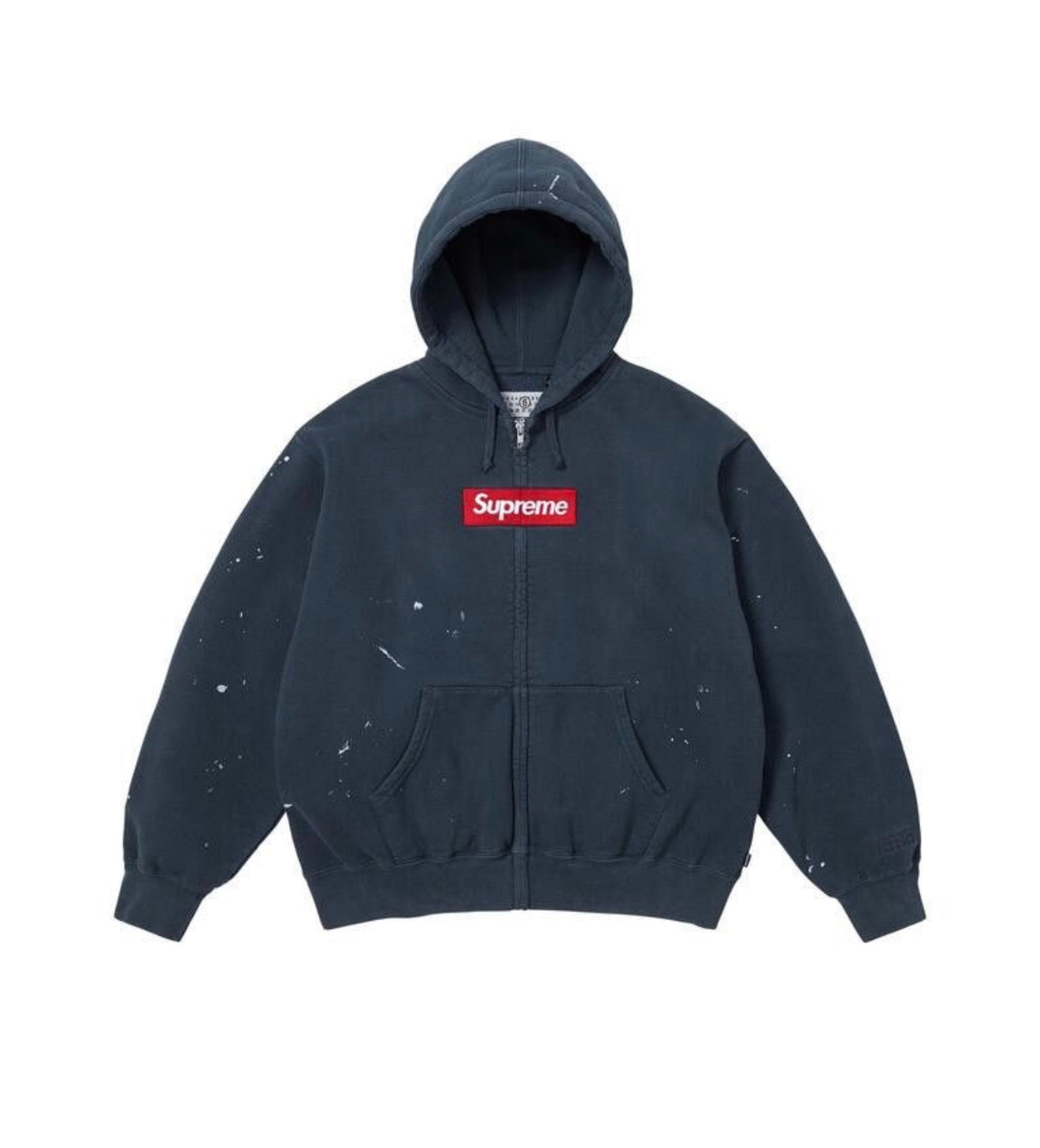 Supreme MM6 Maison Margiela Box Logo Zip Up Hooded Sweatshirt Navy