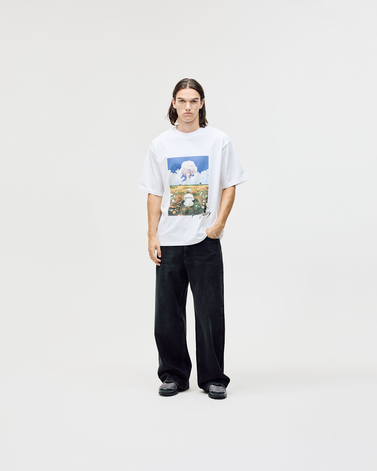 Bareen Box Fit T-shirt, Field - White