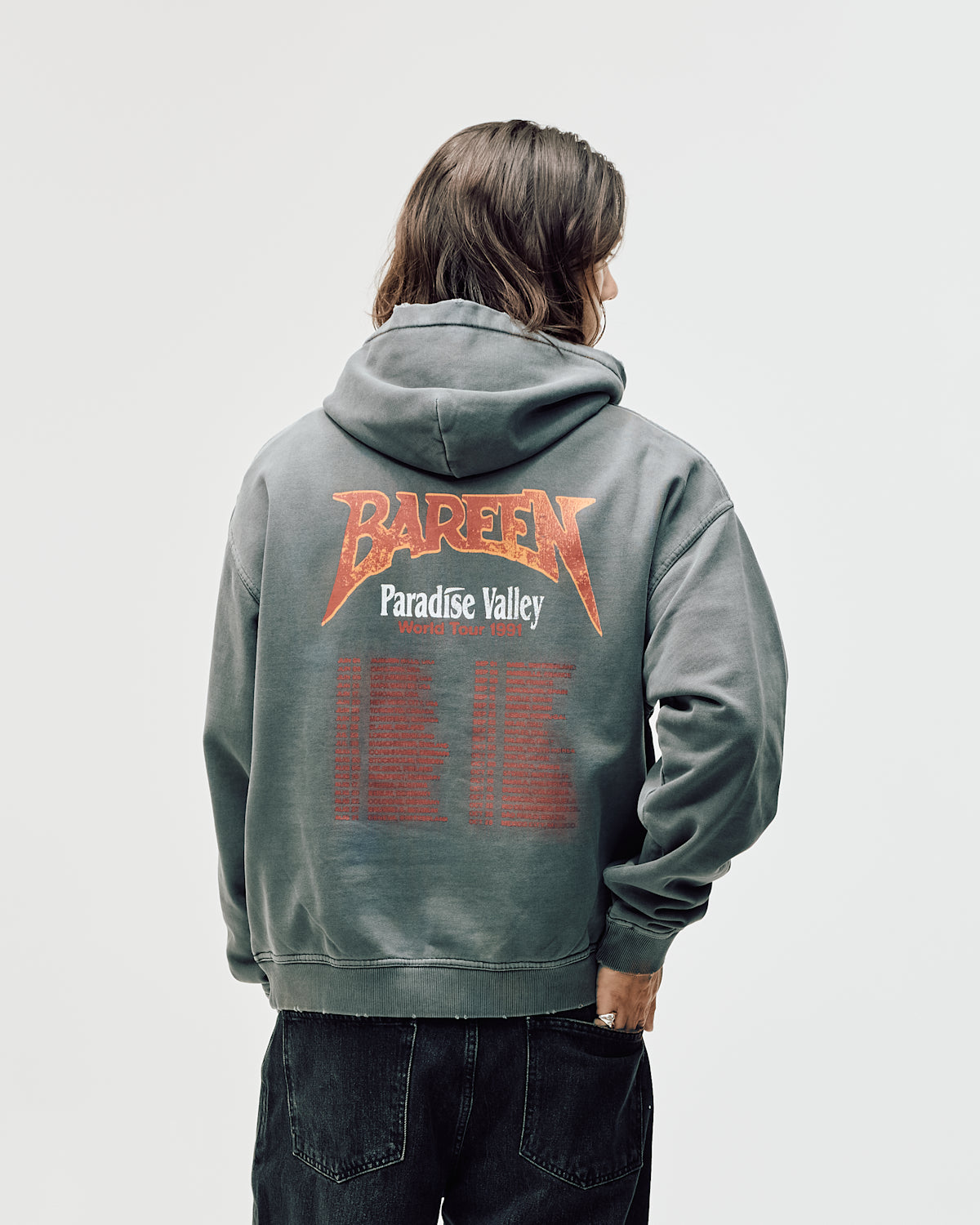 Bareen World Tour Oversized Hoodie Washed Black