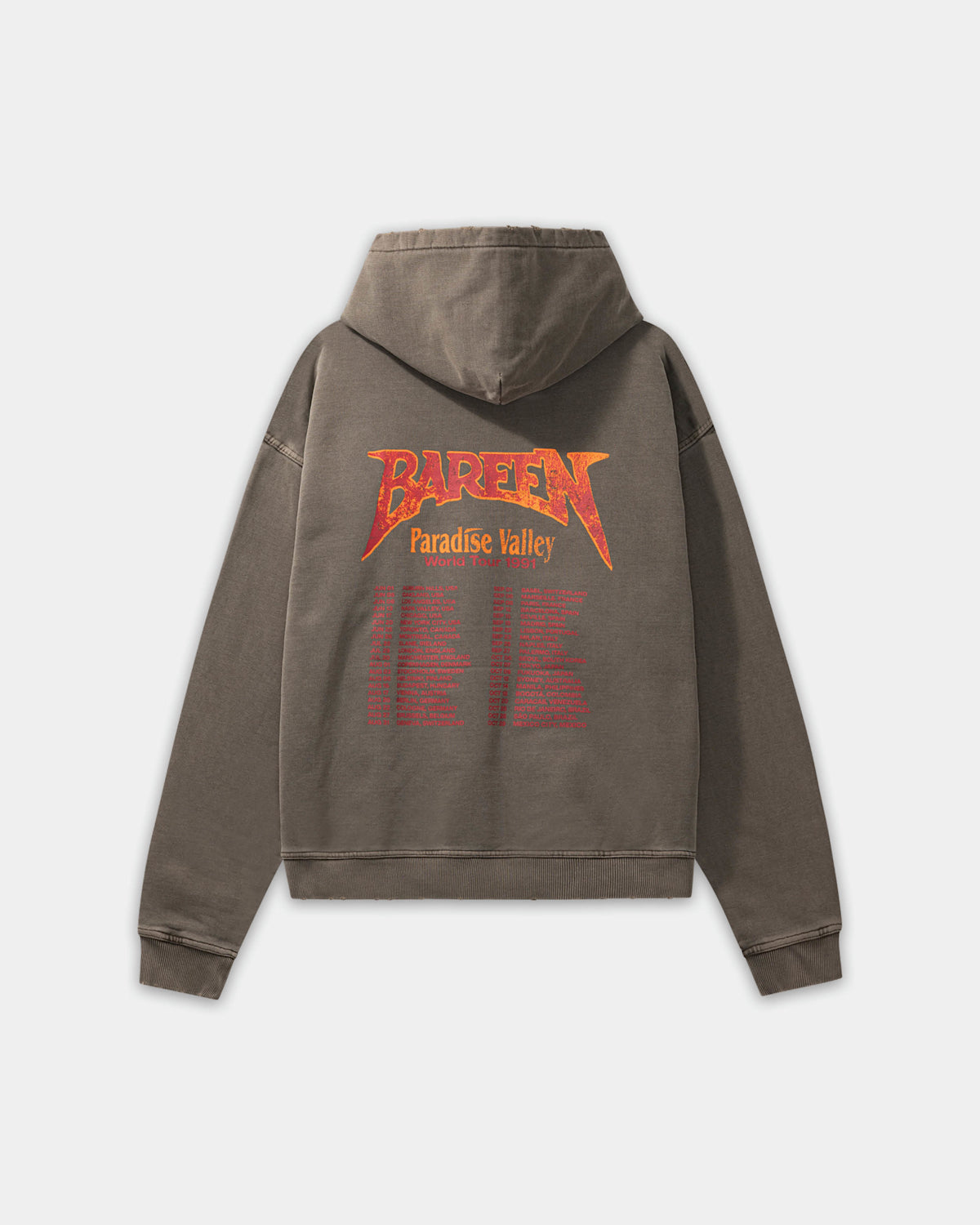 Bareen World Tour Oversized Hoodie Washed Brown