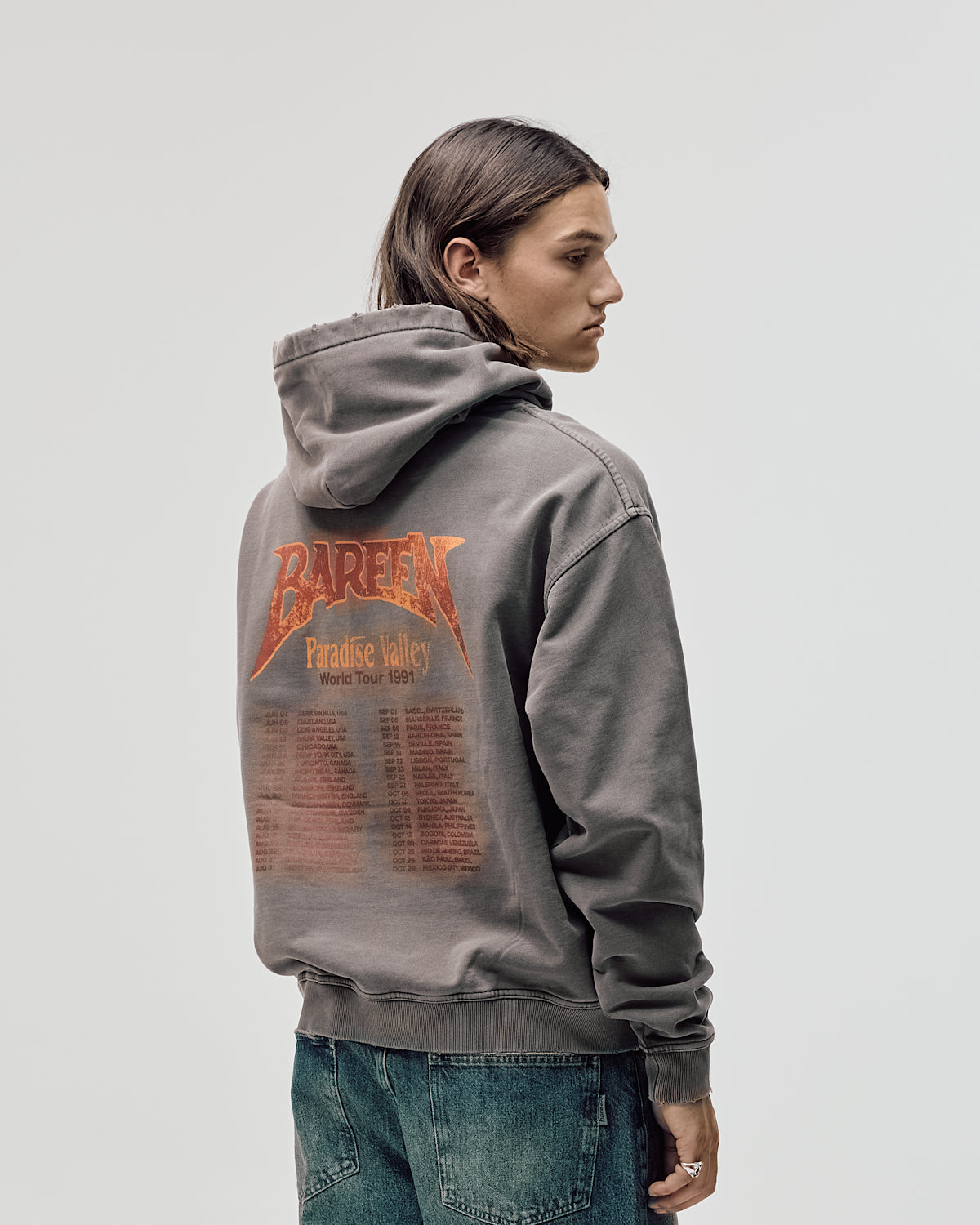 Bareen World Tour Oversized Hoodie Washed Brown