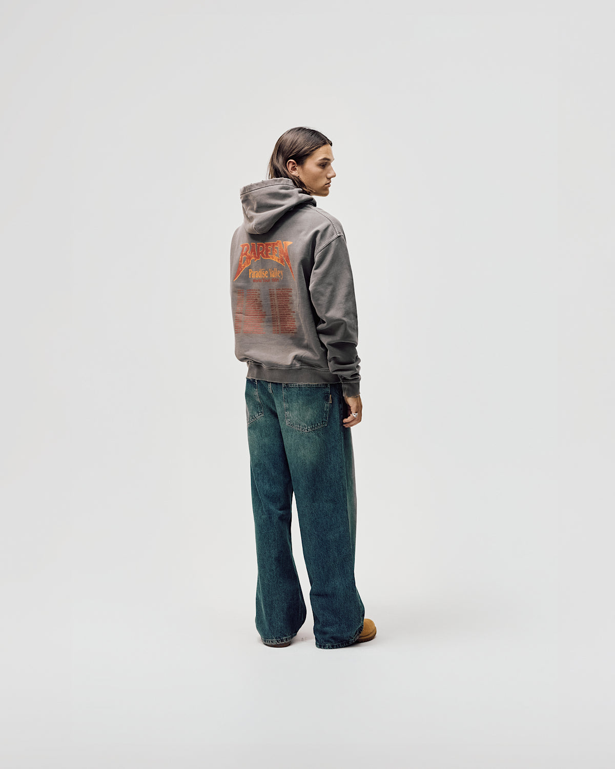 Bareen World Tour Oversized Hoodie Washed Brown