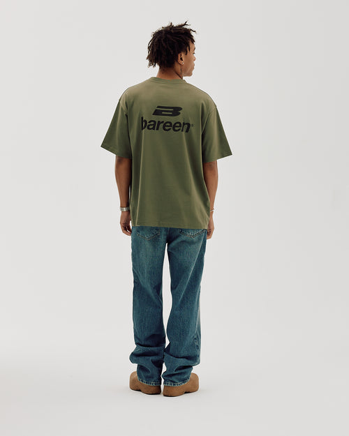 Bareen Box fit T-shirt Logo Olive Green