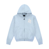 LUKAMACHAIN  Distressed Zip Hoodie Baby Blue