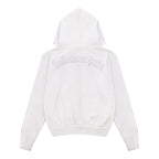 LUKAMACHAIN  Distressed Zip Hoodie White