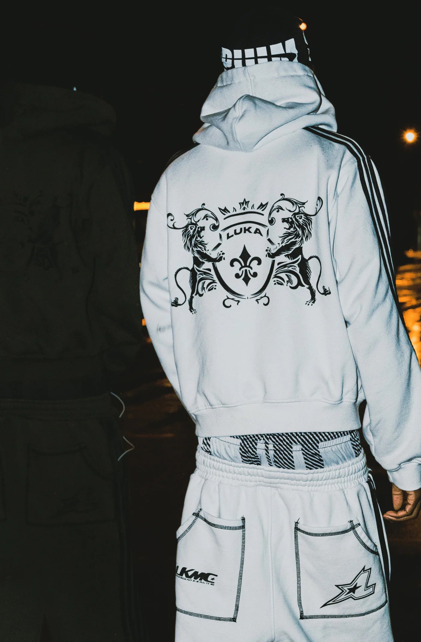 LUKAMACHAIN ZIP HOODIE STRIPED - WHITE