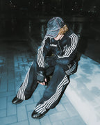 LUKAMACHAIN ZIP HOODIE STRIPED - BLACK