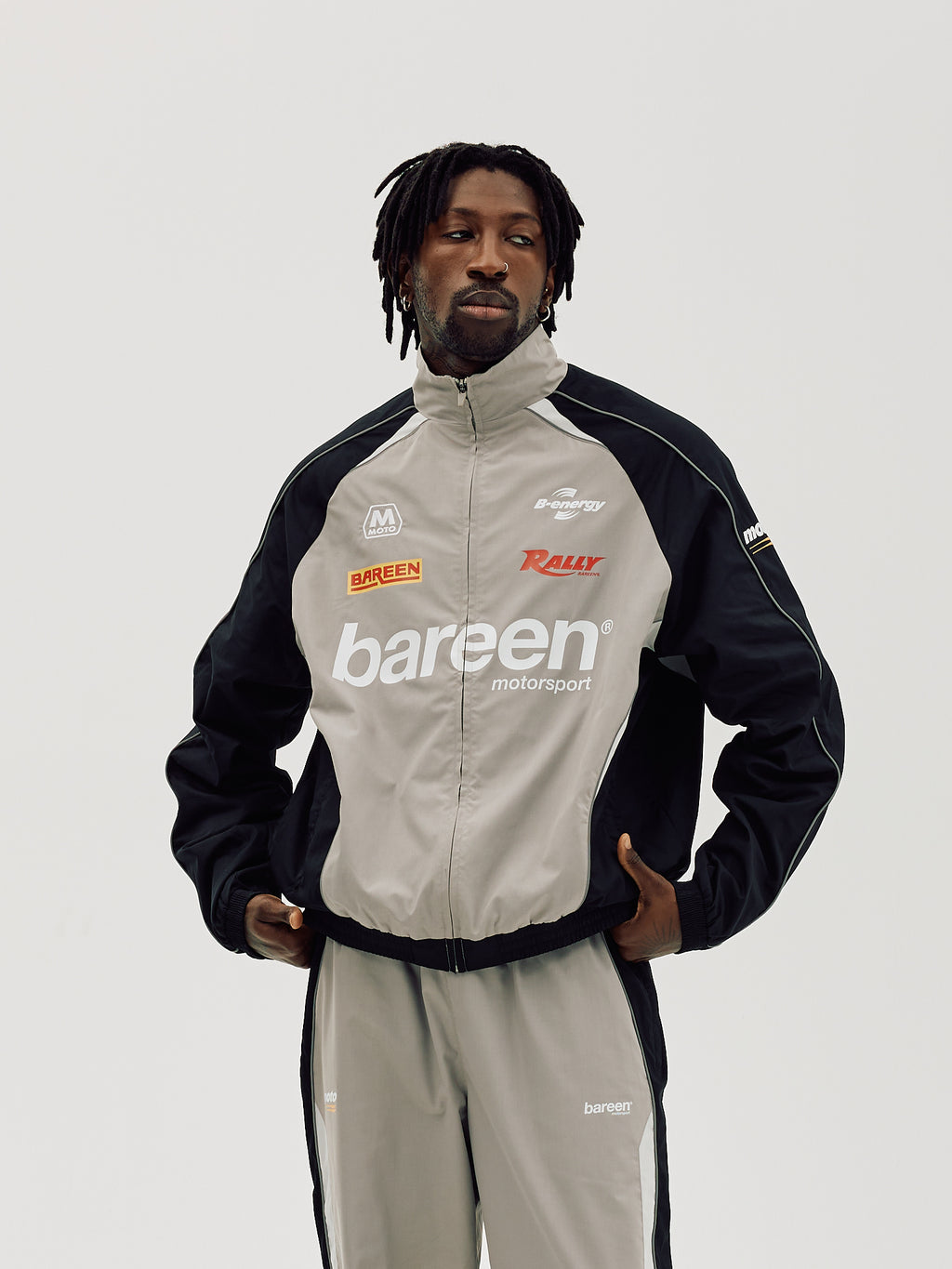 Bareen Oversize Track Jacket Ghost Gray