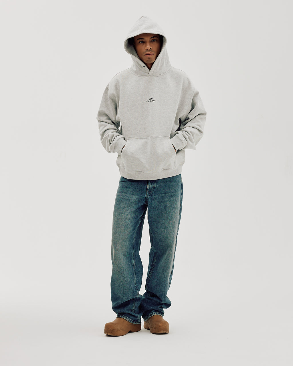 Bareen Oversized Hoodie Logo Cloudy Grey