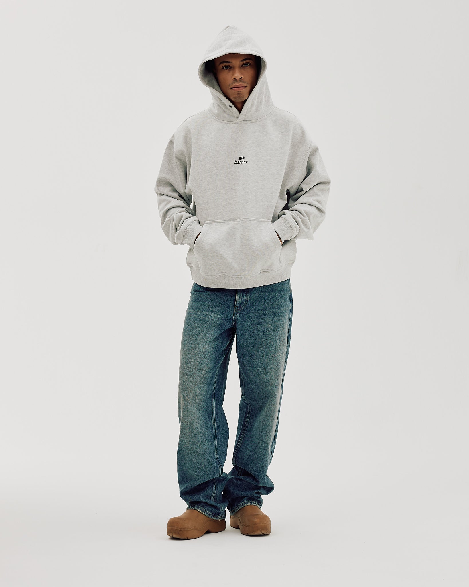 Bareen Oversized Hoodie Logo Cloudy Grey