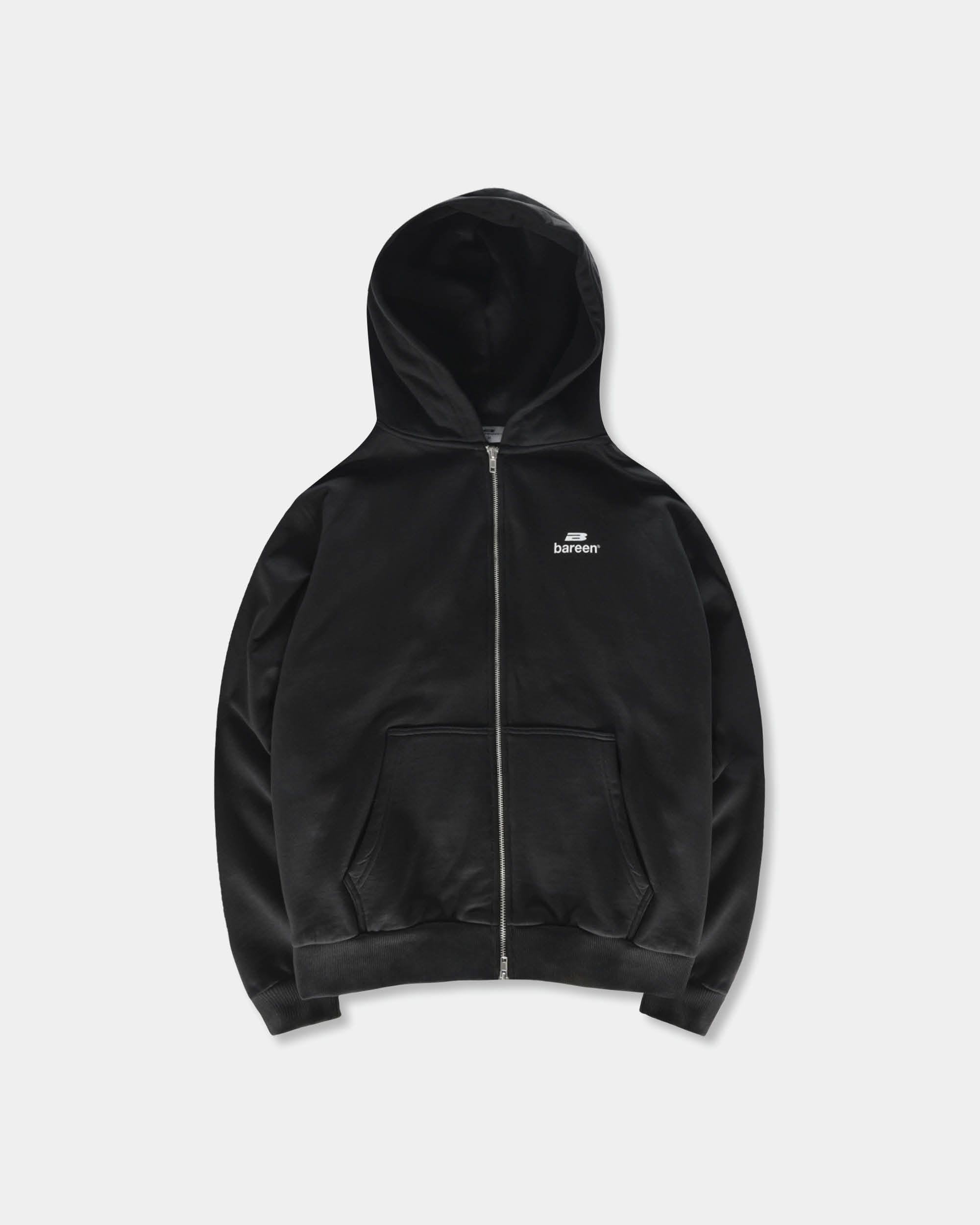 Bareen Oversized Zip Hoodie Logo Black