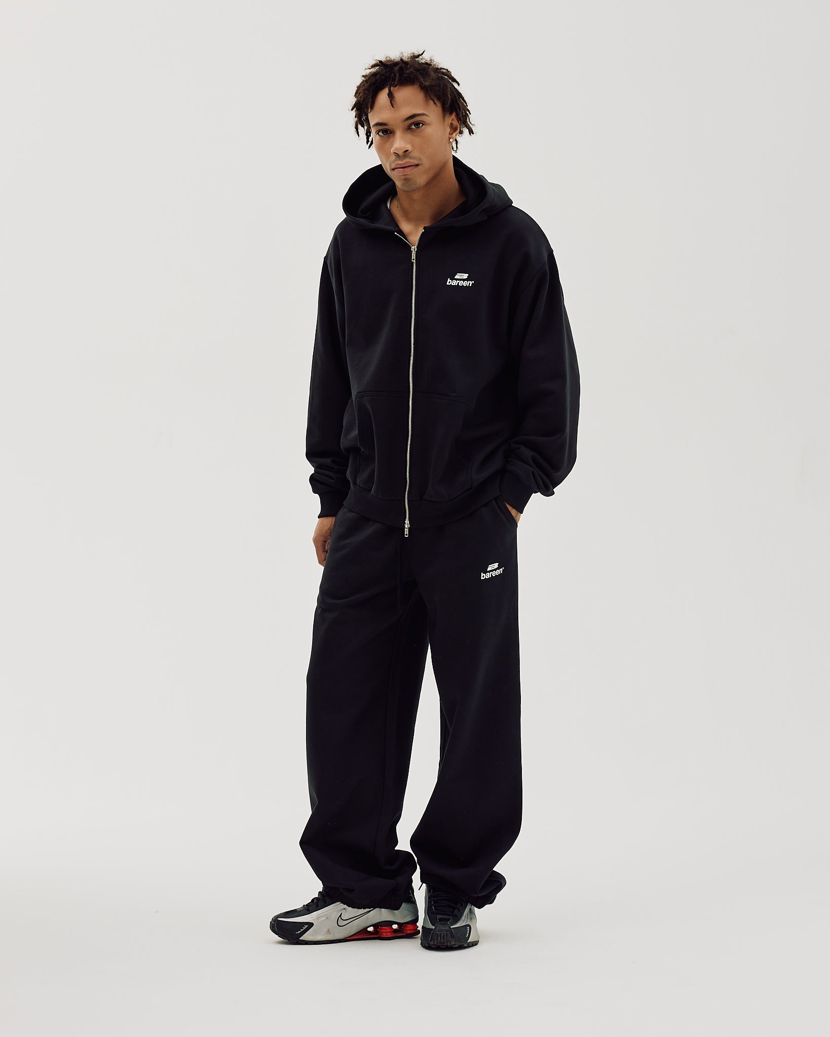 Bareen Oversized Zip Hoodie Logo Black