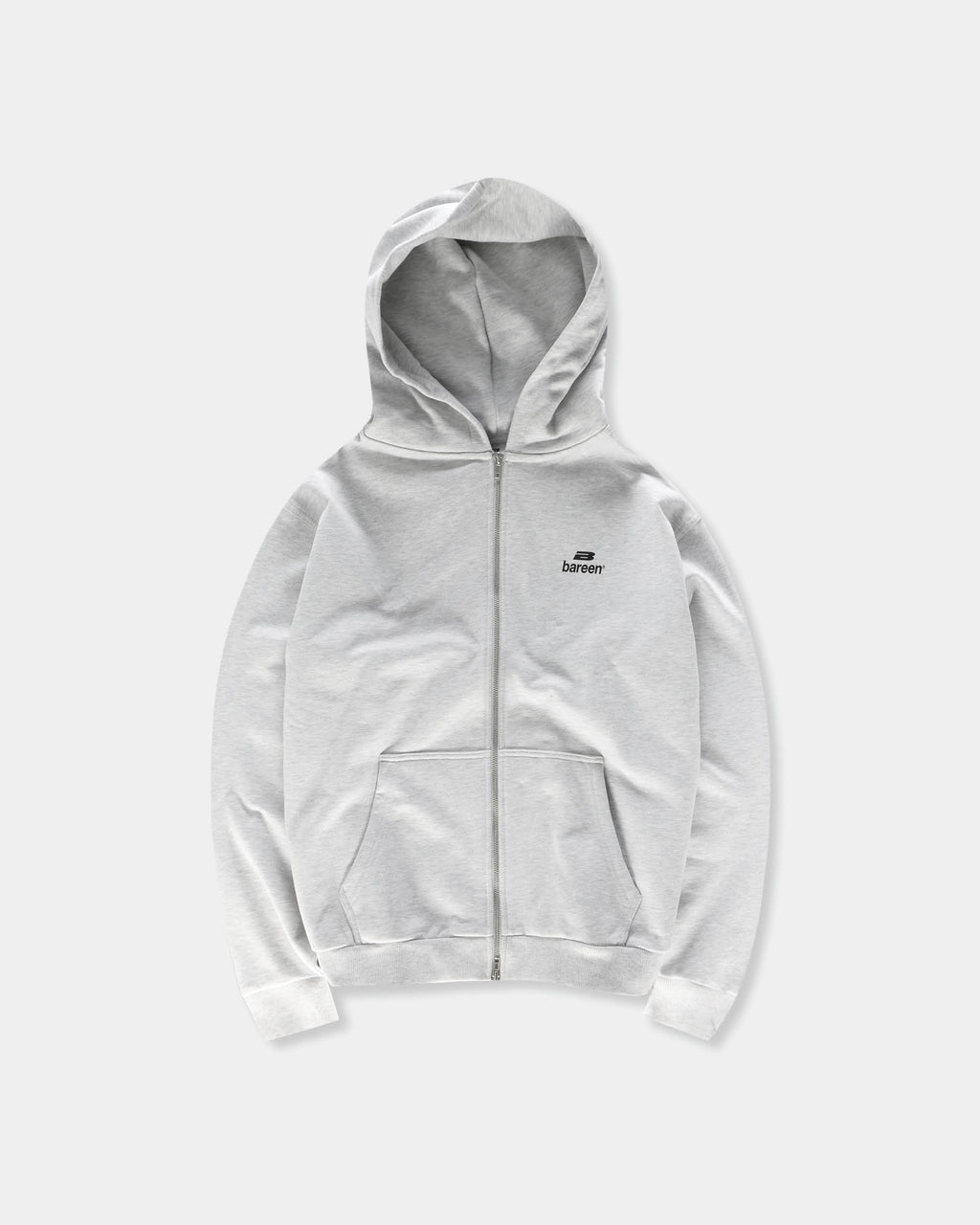 Bareen Oversized Zip Hoodie Logo Cloudy Grey