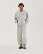 Bareen Oversized Zip Hoodie Logo Cloudy Grey