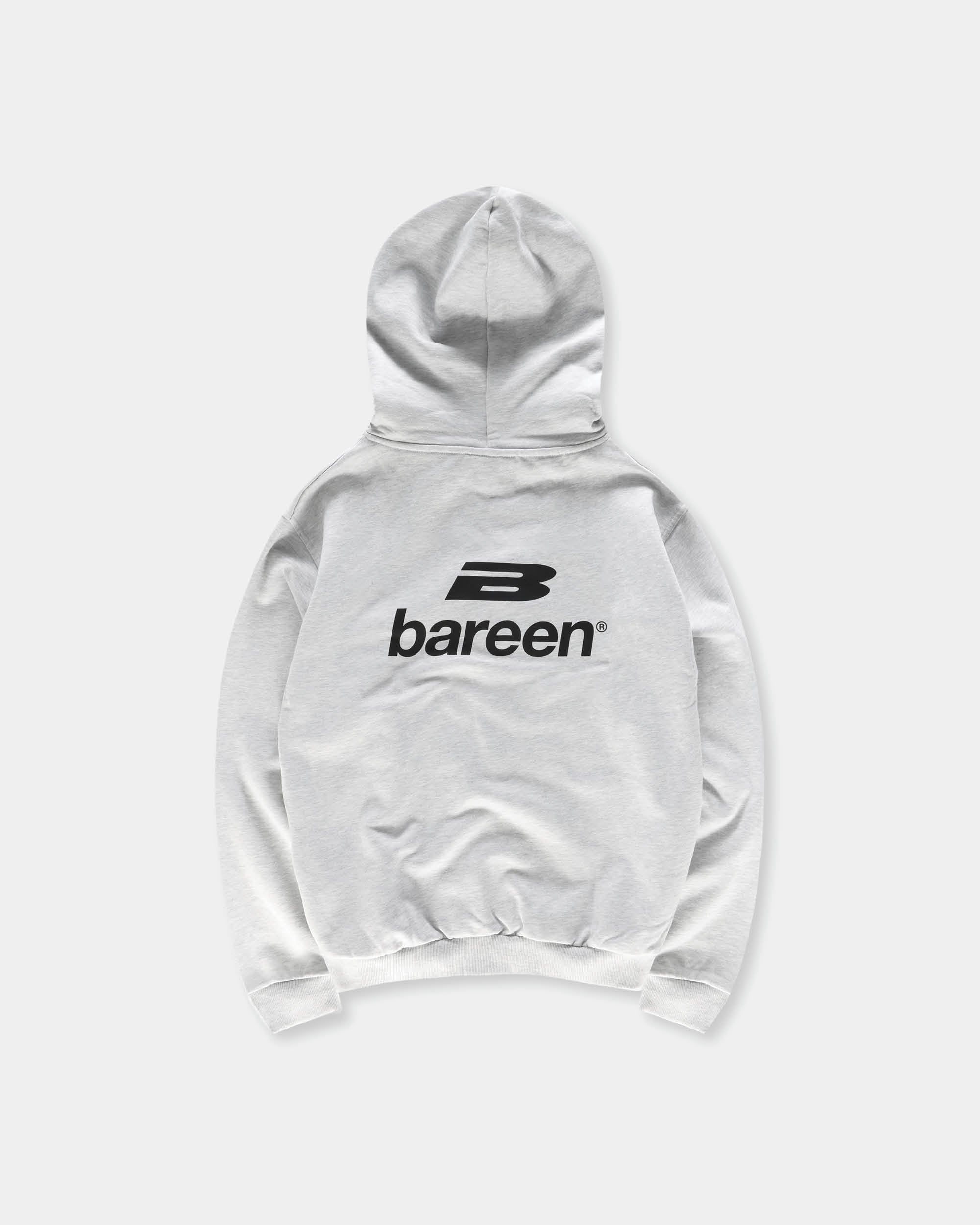 Bareen Oversized Zip Hoodie Logo Cloudy Grey