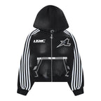 LUKAMACHAIN ZIP HOODIE STRIPED - BLACK
