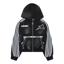 LUKAMACHAIN ZIP HOODIE STRIPED - BLACK