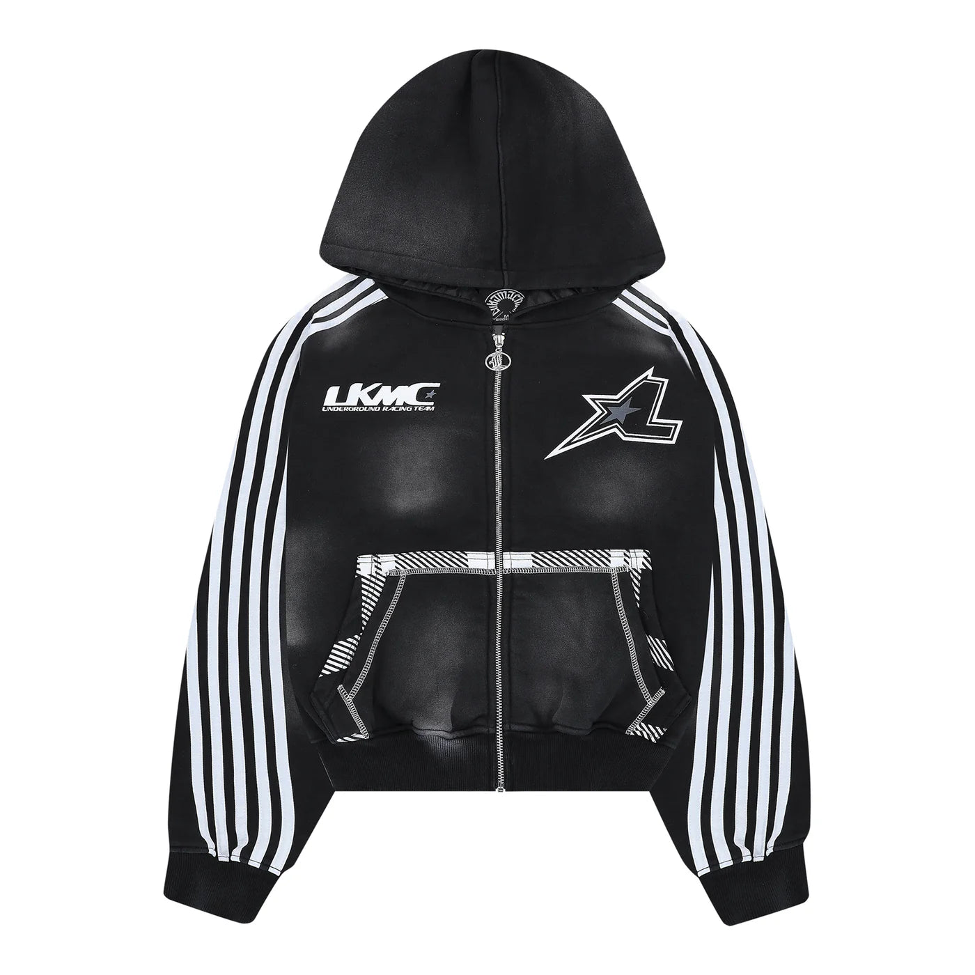 LUKAMACHAIN ZIP HOODIE STRIPED - BLACK