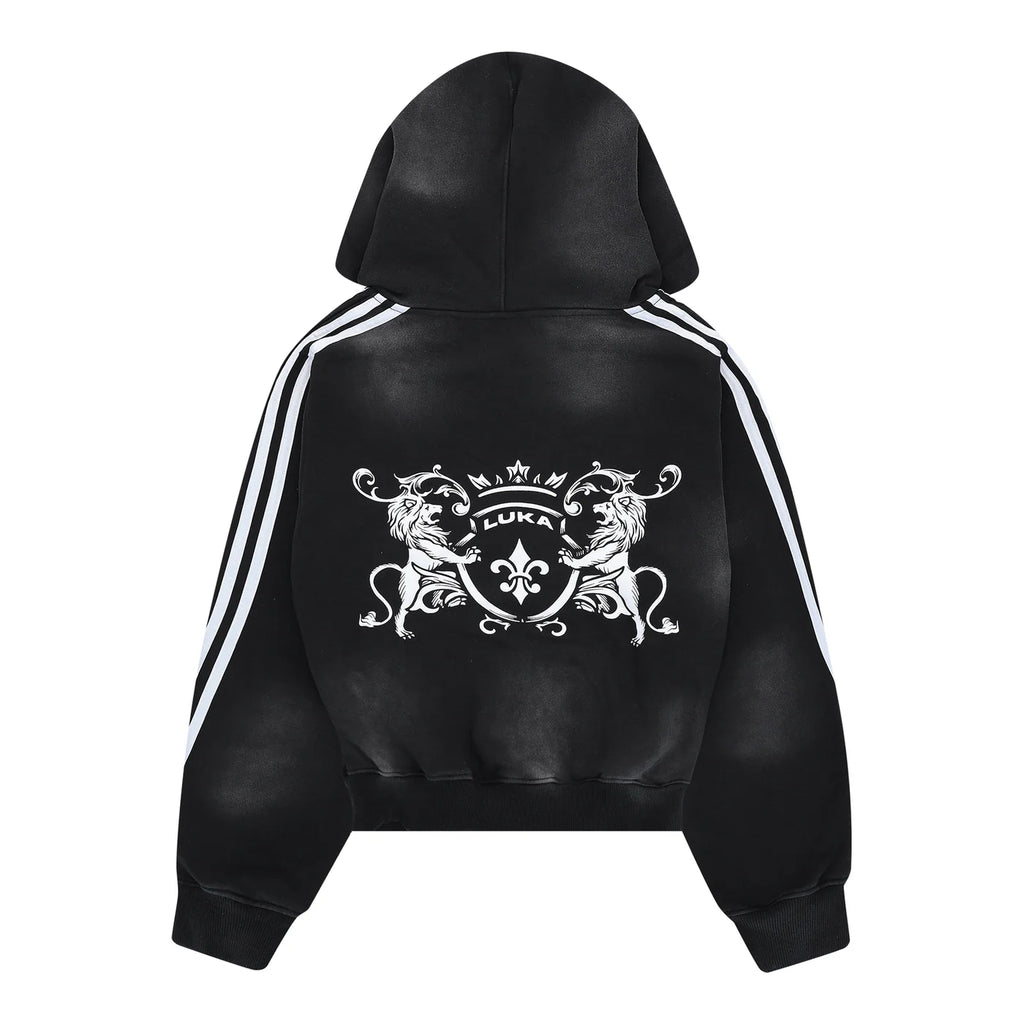 LUKAMACHAIN ZIP HOODIE STRIPED - BLACK