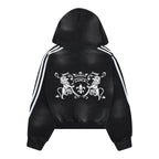 LUKAMACHAIN ZIP HOODIE STRIPED - BLACK