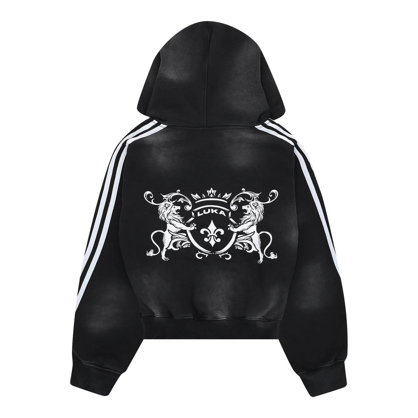 LUKAMACHAIN ZIP HOODIE STRIPED - BLACK