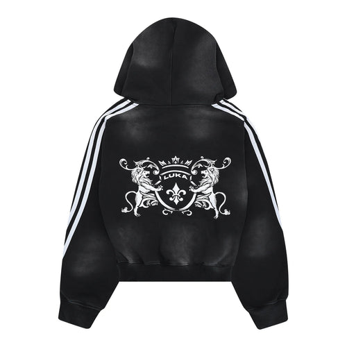 LUKAMACHAIN ZIP HOODIE STRIPED - BLACK