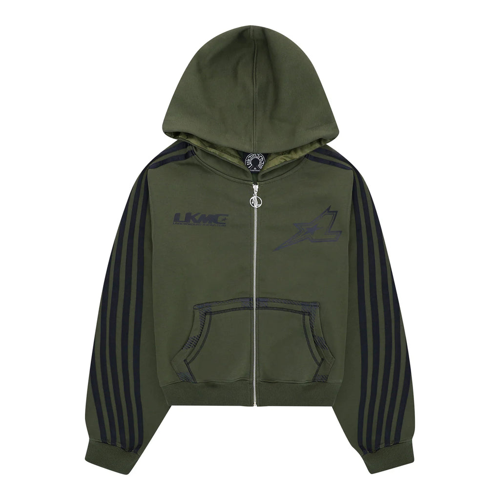 LUKAMACHAIN ZIP HOODIE STRIPED - ARMY GREEN