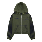 LUKAMACHAIN ZIP HOODIE STRIPED - ARMY GREEN