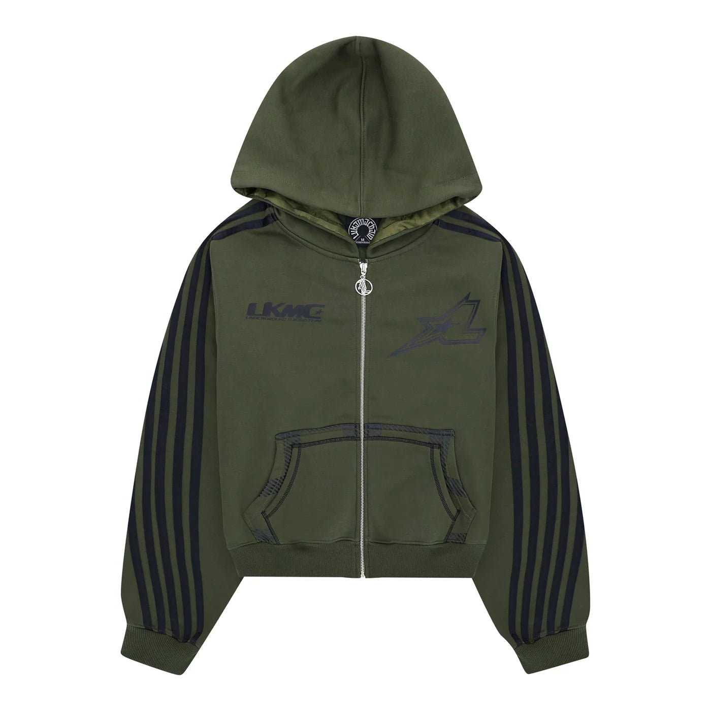 LUKAMACHAIN ZIP HOODIE STRIPED - ARMY GREEN