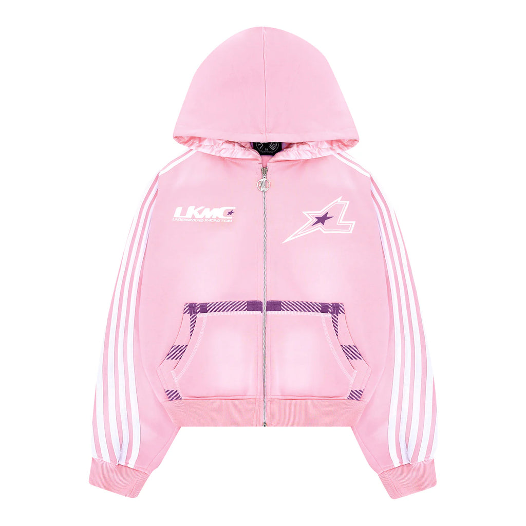 LUKAMACHAIN ​​ZIP HOODIE STRIPED - PINK