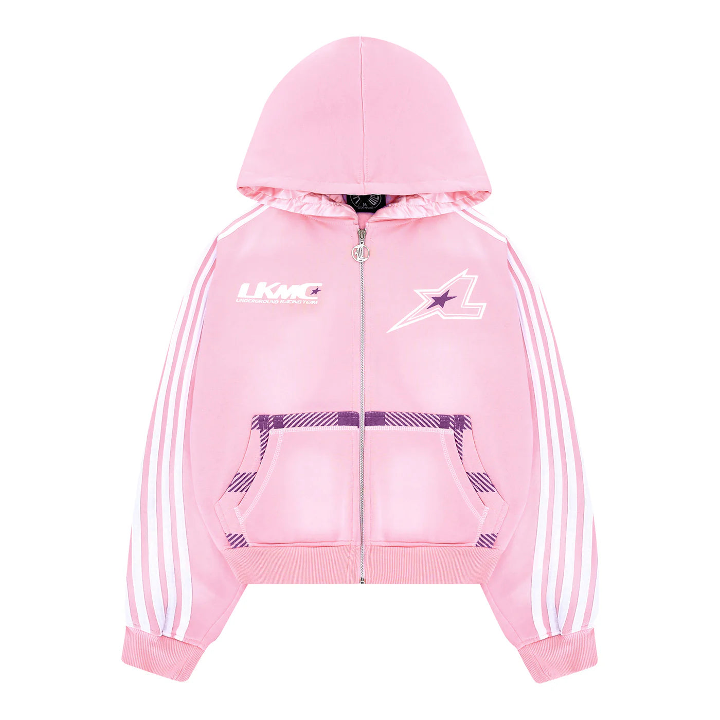 LUKAMACHAIN ZIP HOODIE STRIPED - PINK
