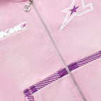 LUKAMACHAIN ZIP HOODIE STRIPED - PINK