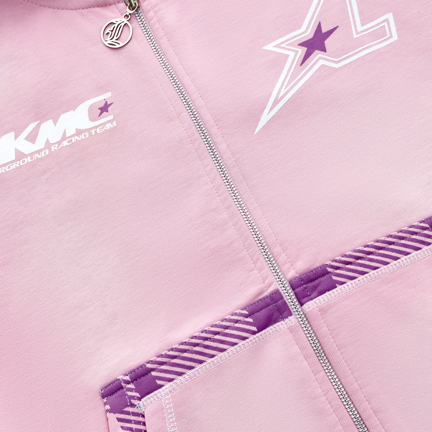 LUKAMACHAIN ZIP HOODIE STRIPED - PINK