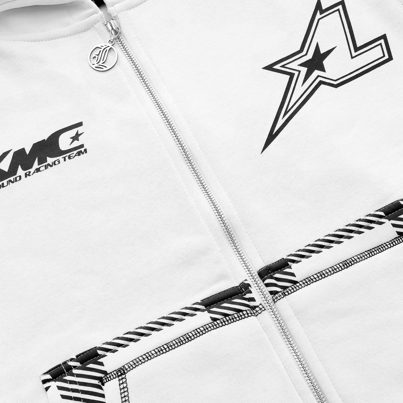 LUKAMACHAIN ZIP HOODIE STRIPED - WHITE