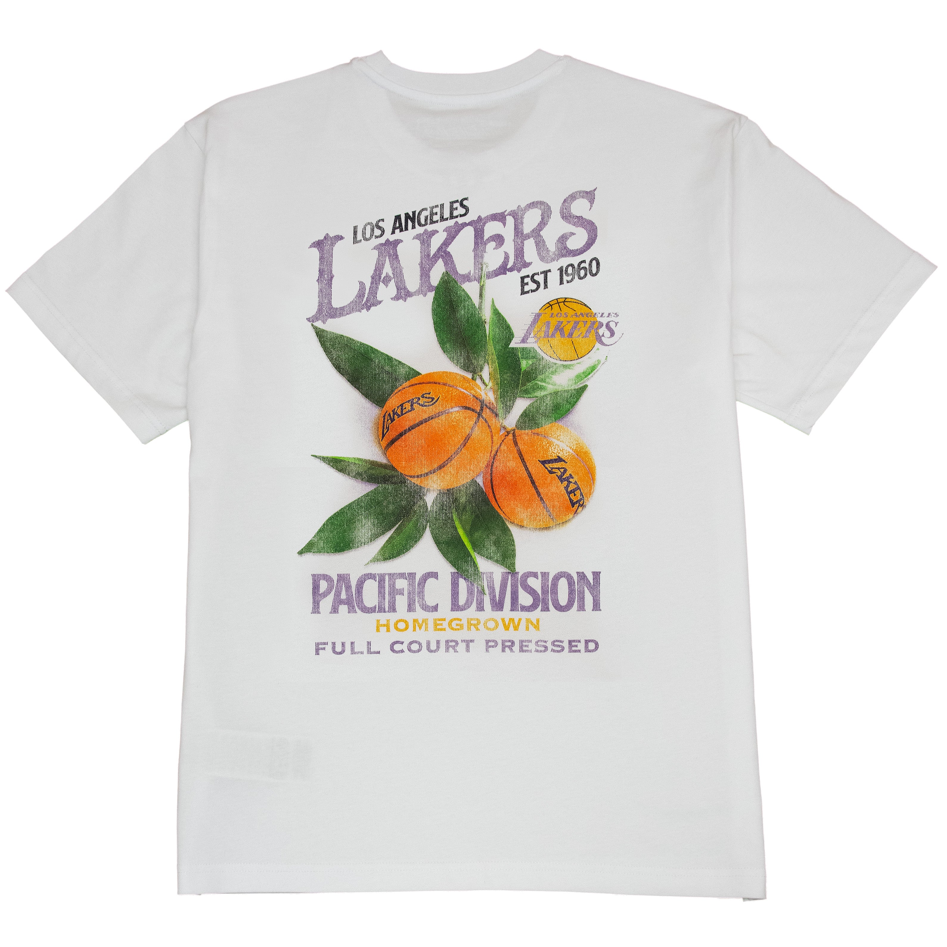 Mitchell And Ness Full Court Pressed Boxy Tee - LA Lakers - White
