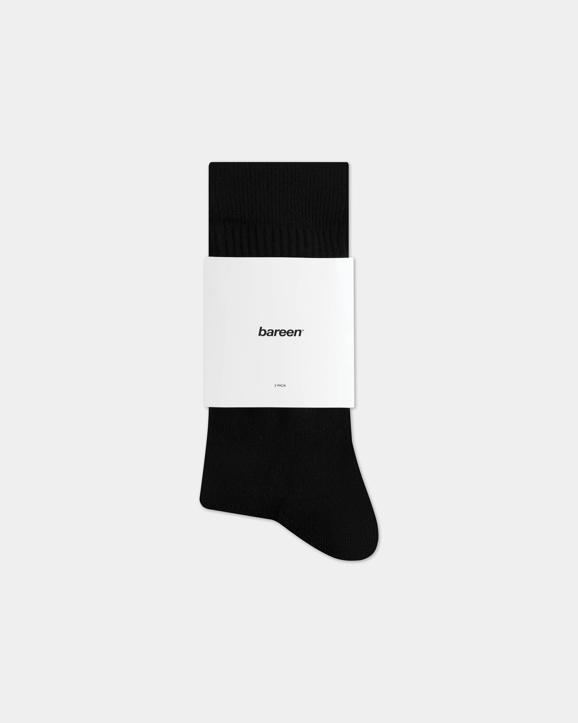 Bareen Tennis Socks, 3-pack (Black)