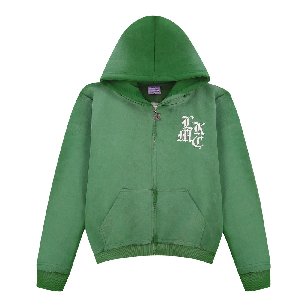 LUKAMACHAIN ​​Distressed Zip Hoodie Green (limited edition)
